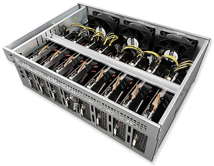 3-Fan 8 GPU Mining Frame Rig With Motherboard + CPU + RAM + SSD + PSU Included - Image 2